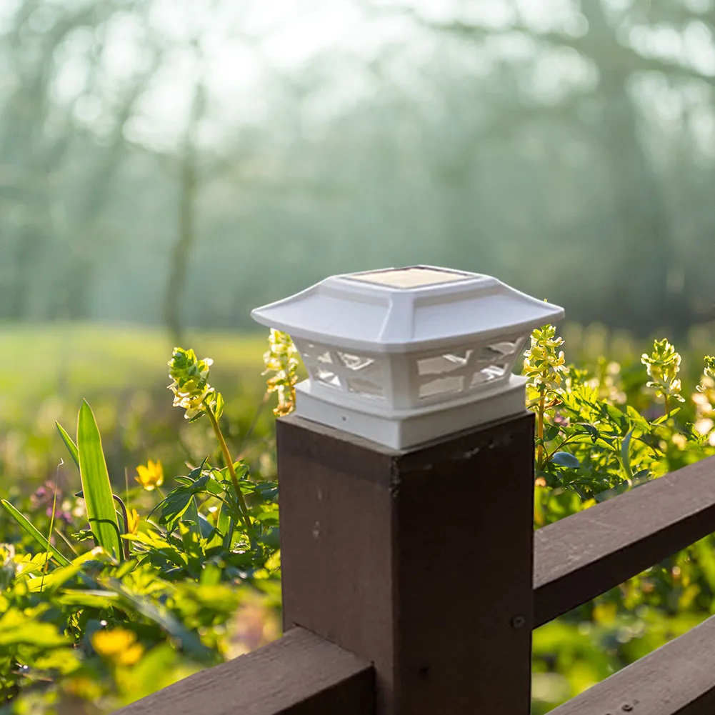 

4 Inch Plastic Pathway Easy Install LED Post Light IP44 Waterproof Landscape Fence Lamp Walkways Outdoor Garden Solar Powered