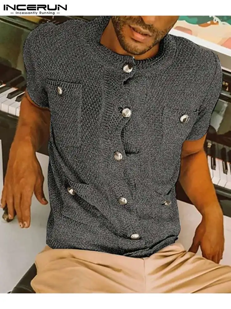 

Рубашка мужская Трикотажная с круглым вырезом и коротким рукавом