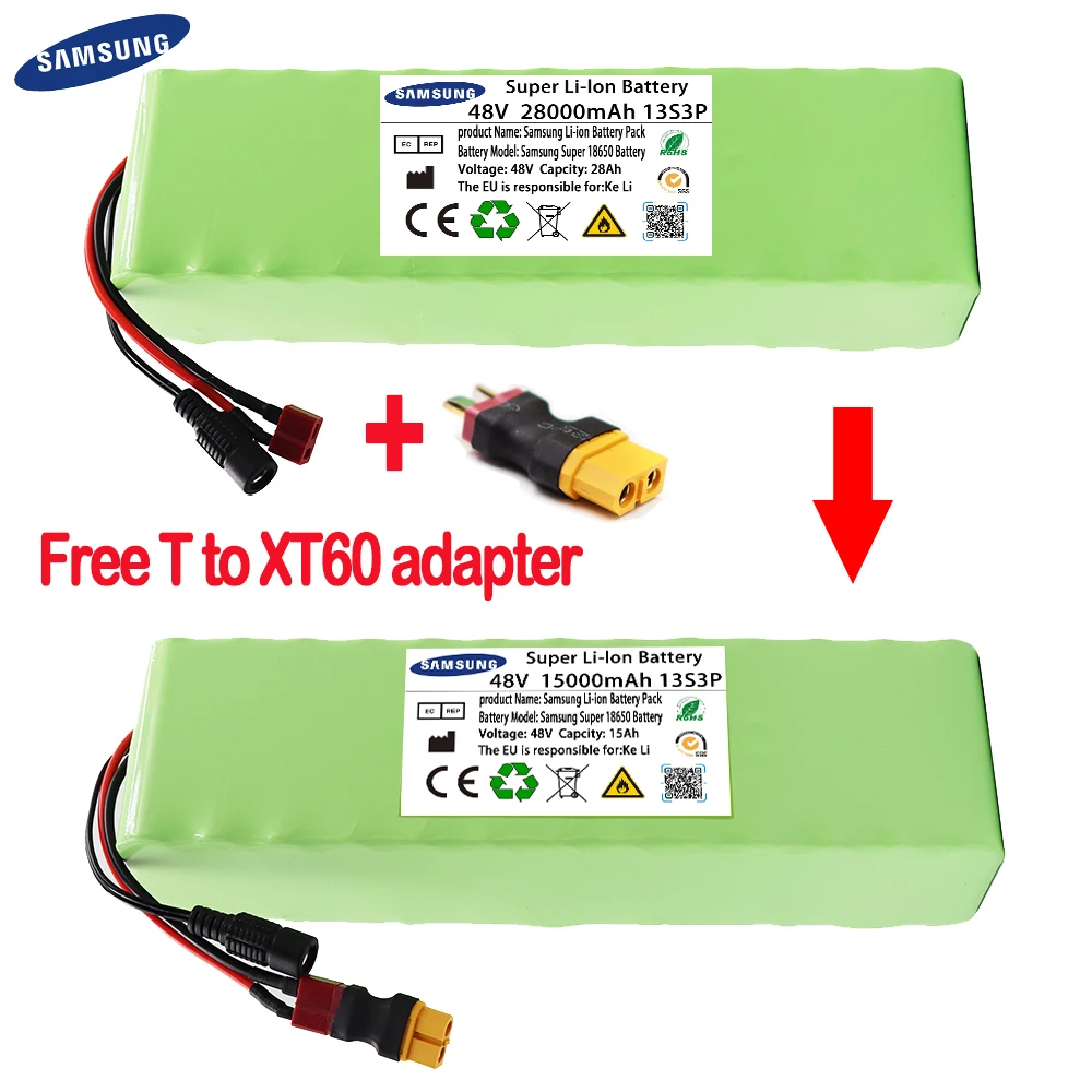 

2022 New 48V 15000mAh 28000mAh 40000mAh 60000mAh 1000w 13S3P XT60 For 54.6v E-bike Electric bicycle Scooter