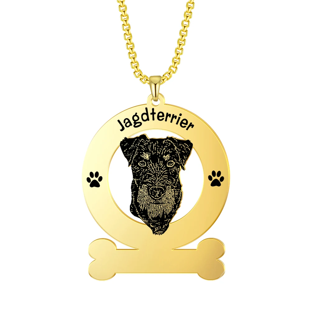 

Xincong Stainless Steel Jewelry 3 Colors 35x45mm Jagdterrier Pendant Stainless Steel Necklace With 60cm Box Chain