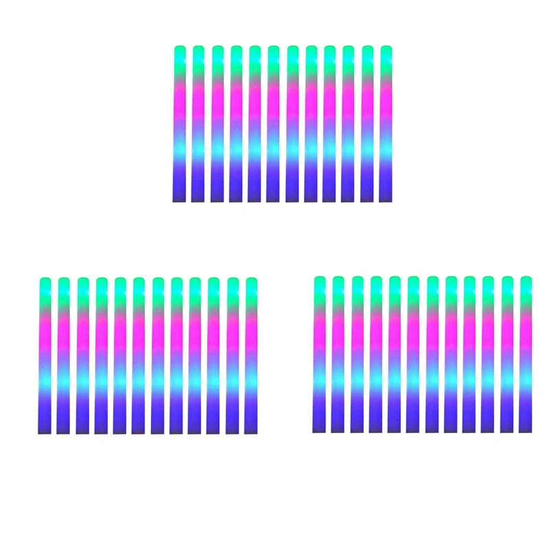 

36Pcs Light Up Foam Sticks,LED Foam Sticks Glow Batons With 3 Modes Flashing Effect For Party, Concert And Event