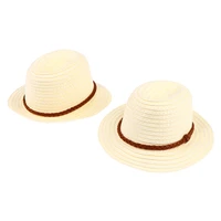 dollhouse mini rice white hand woven straw hat toys for kid children play house fashion doll dressing accessories