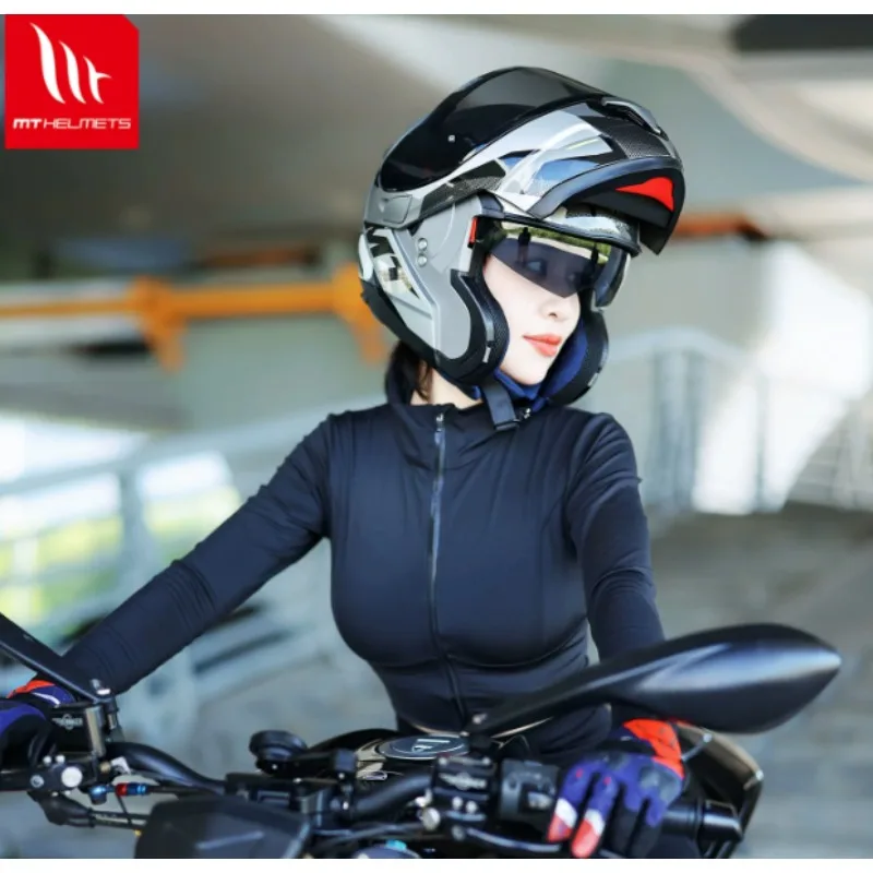 Фото Мотошлем Hot Flip Up Helmet Motorcycle Mt Atom Sv M-4XL с двойным визором, варианты цветов, оригинальные шлемы для мотокросса, корпус из ABS, Casco Moto №5