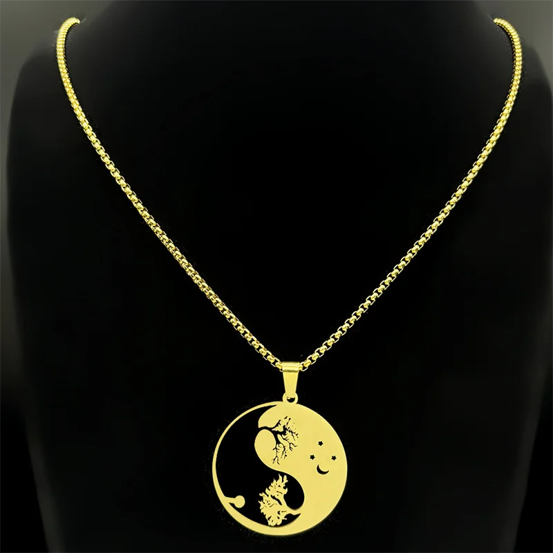 Китайский даосизм Ba Gua Taichi ожерелье Инь Янь Мужские украшения из нержавеющей