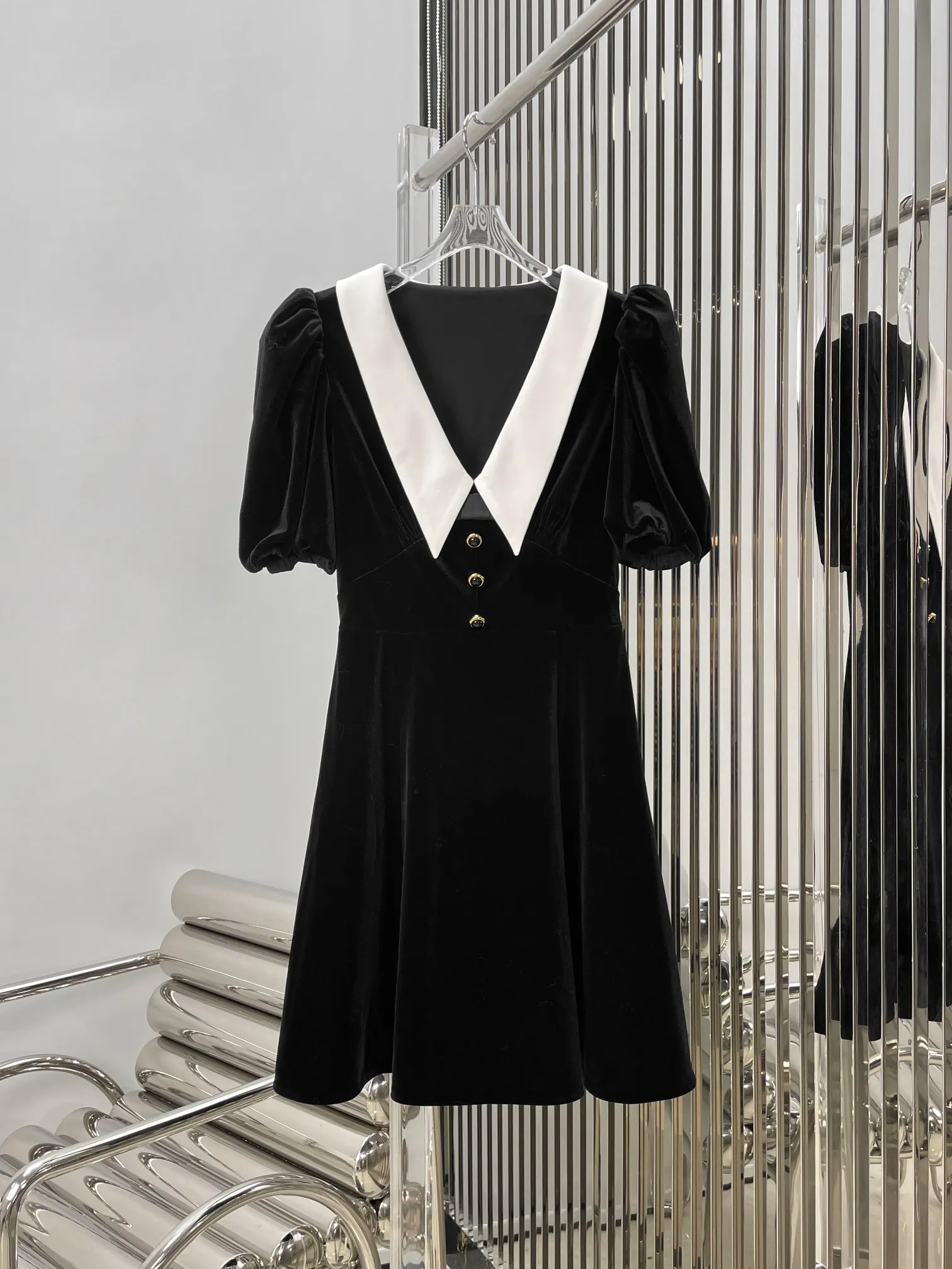 2023 spring and summer women's clothing fashion new Bow Velvet Dress 0621