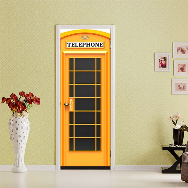 

Наклейка на дверь, желтые обои 3D, самоклеящиеся наклейки для двери, виниловый водонепроницаемый постер для обновления