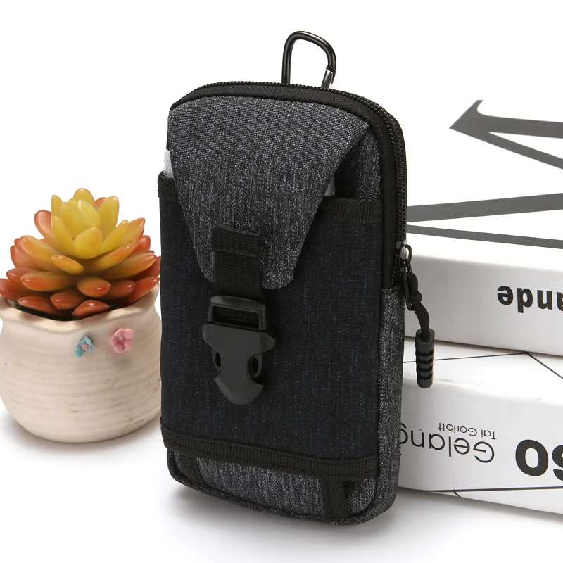 Fashion Canvas Men's Waist Bag Change Mobile Phone Wear Belt Waist Bag Wholesale Outdoor Sports Small Bag