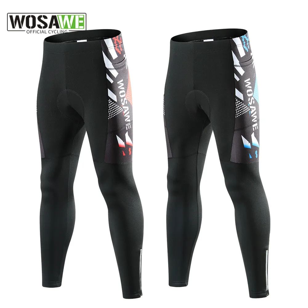 

WOSAWE Winter Cycling Pants Fleece Warm up Gel Padded Road Bike Long Legging Tights with 3-Pockets for Outdoor Riding Bicycle