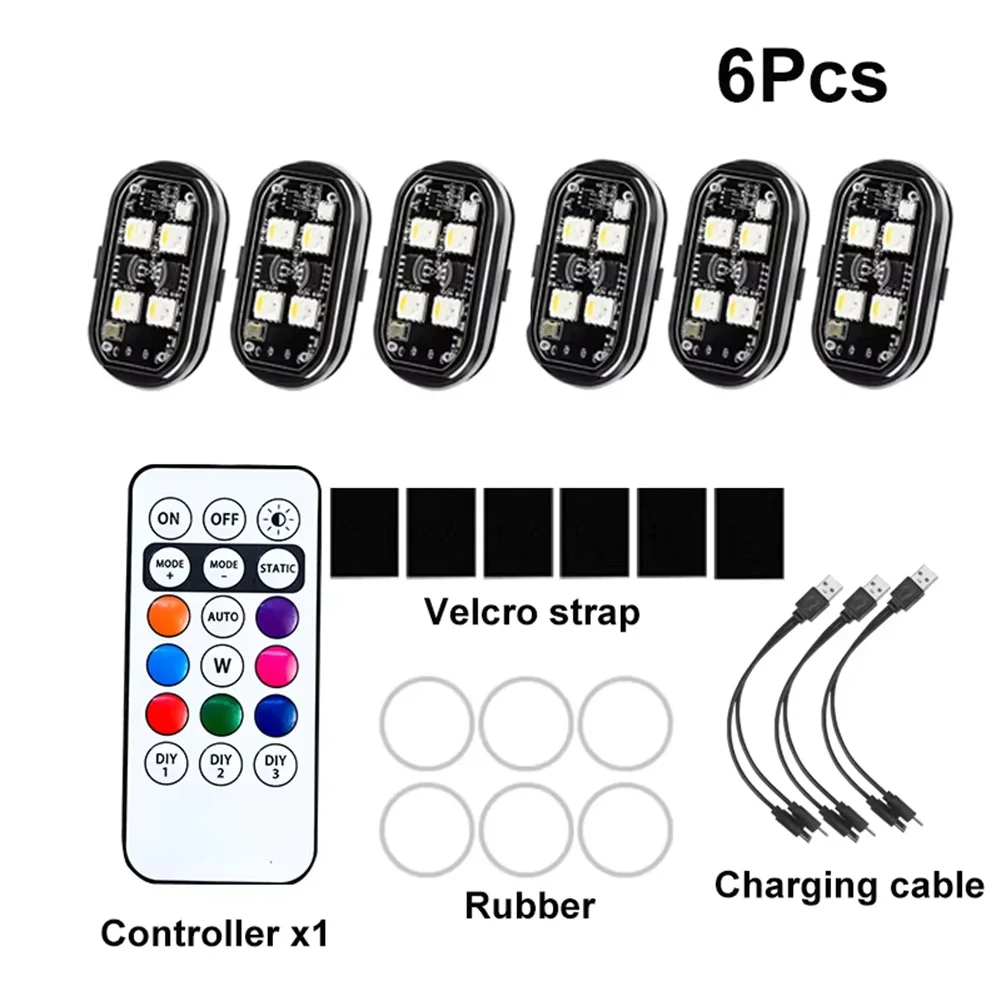 

USB перезаряжаемый светильник, задний фонарь для мотоцикла, 8 вариантов цветового освещения, встроенный аккумулятор, удобная зарядка через USB для автомобиля
