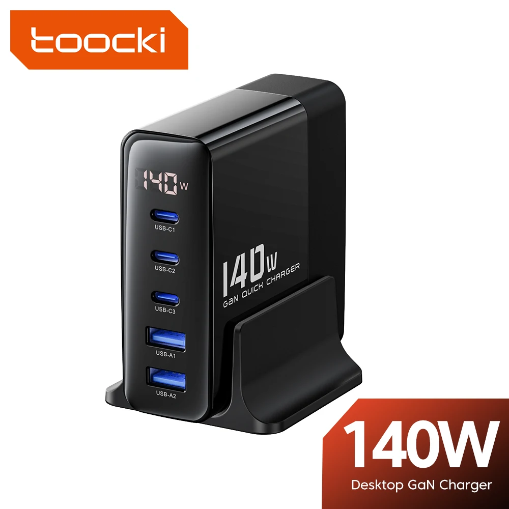 Toocki 140W 100W 65W GaN Charger LED Display Laptop Desktop USB C Charger For iPhone 12 13 Xiaomi Charging Station Fast Charger