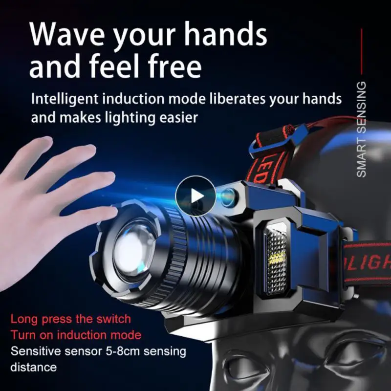 

Sense Remote Headlamp 2000mah Strong Light Telescopic Zoom Fishing Lights Late-mode 6 Modes Work Light Charge