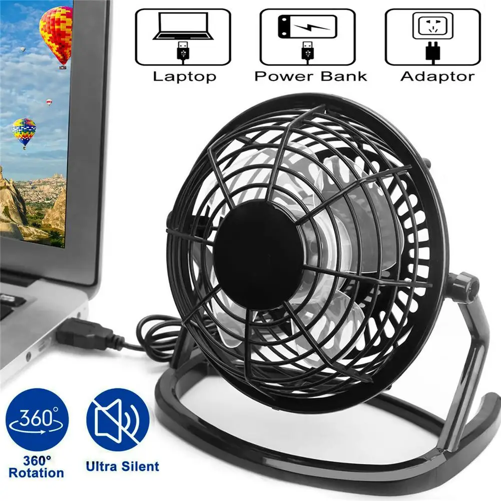 

Portable Dc 5v Usb Mini Fan 4 Blades Super Mute Silent Usb Powered Adjustable Angle Cooler Cooling Fan For Office Outdoor