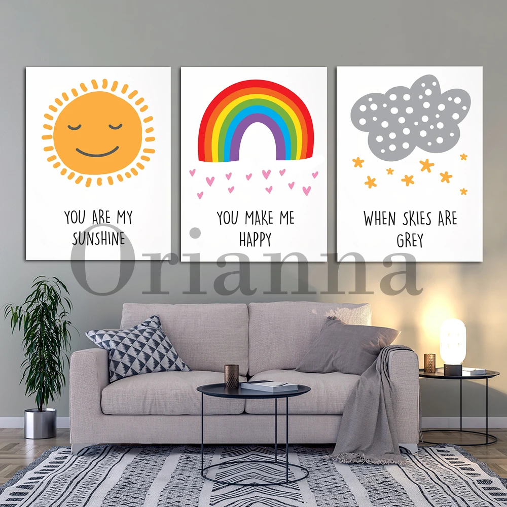 

Nursery Decor Poster Rainbow Nursery Print Sunshine Canvas Boho Nursery Prints Kids Wall Art Print You Are My Sunshine Gift