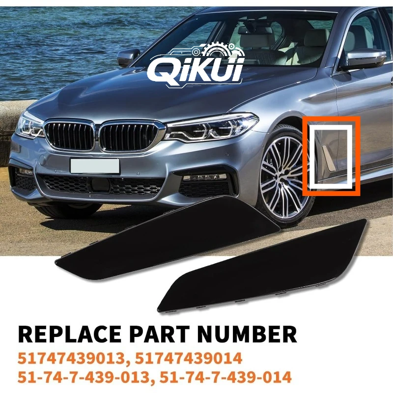Фото Накладка на переднее крыло QIKUI, черная, для BMW G30 G31 G38 5 серии, 51747439013, 51747439014 №1