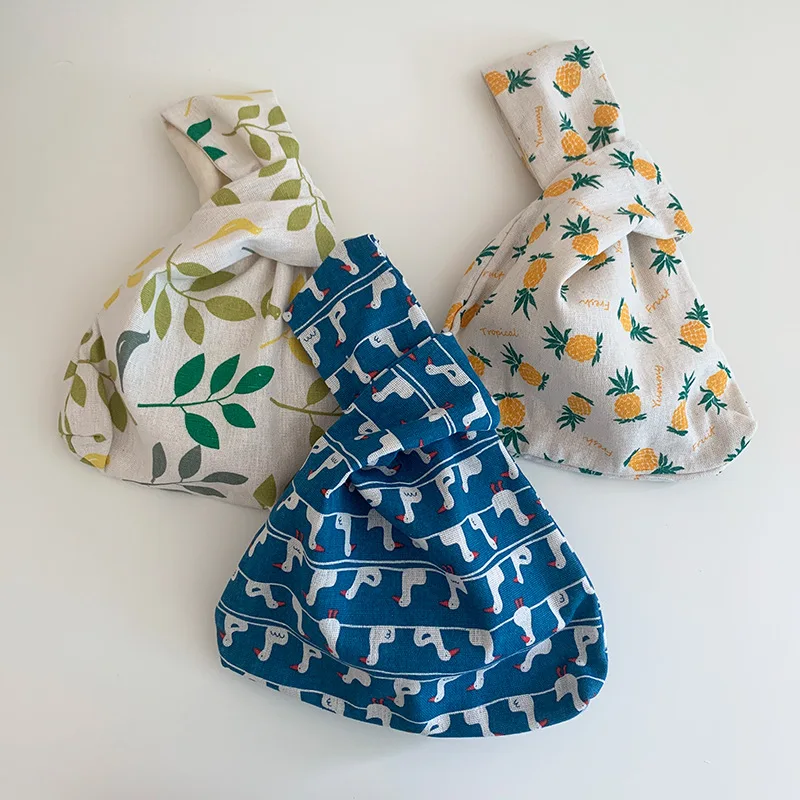 

Women's Handle Simple Purses Handbags Waterproof Shopping Pocket bag Key Pouch Japanese Mini Portable Knot Wrist Bag