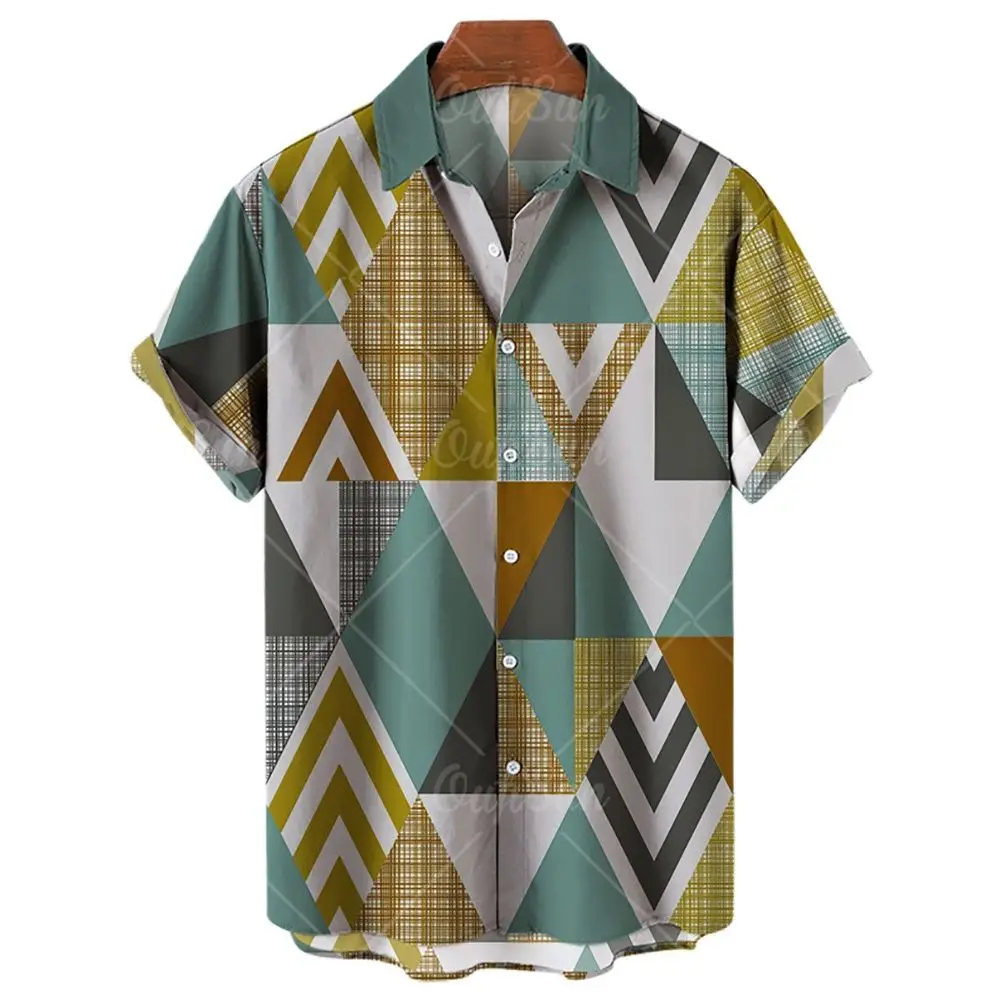 Summer 2022 3D Printed Hawaiian Shirts Men's One Button Beach Casual Fashion Shirts Plus Size 5XL