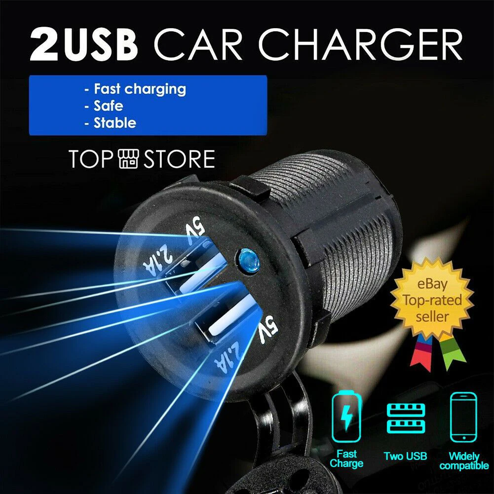 

Автомобильное зарядное устройство с двумя USB-портами, 12 В/24 В