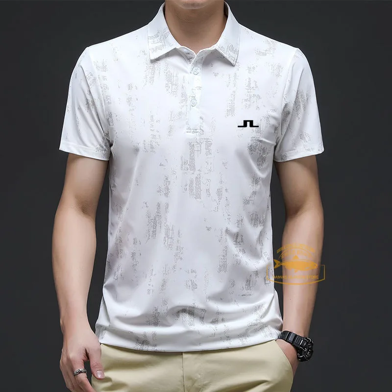 

Golf Clothes Short Sleeve Men T-Shirt White Color Quick-drying Ventilation Sun Protection Outdoor Golf Sport Shirt