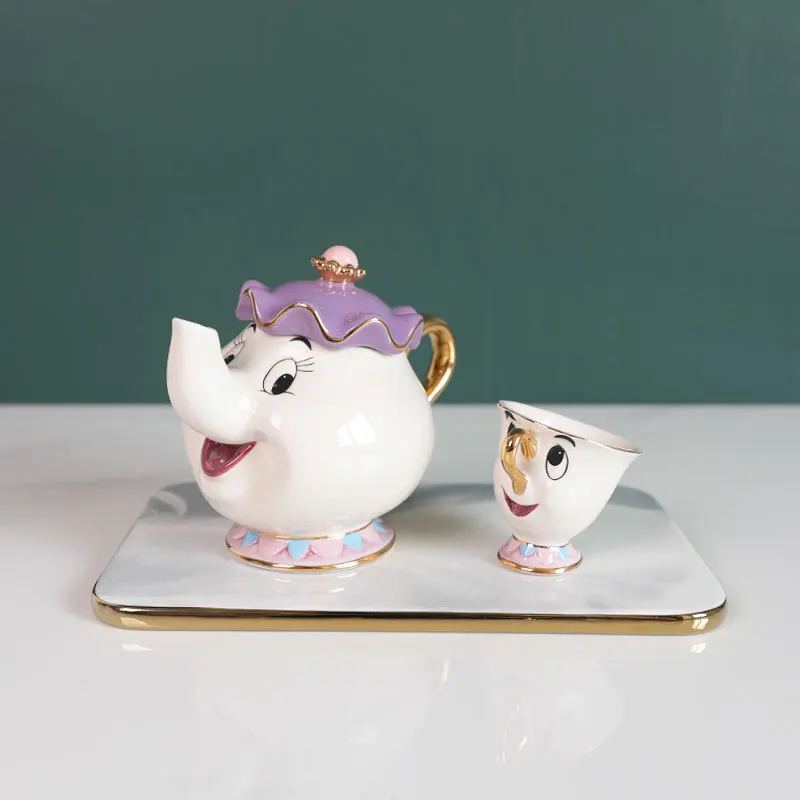 

Cartoon Beauty And The Beast Tea Pot Cup Archie Ceramic Sugar Bowl Set Mrs. Potts Teapot Mug Set Cute Christmas Gift