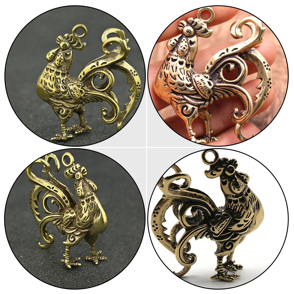 Винтажные латунные брелоки с петухом подвеска коллекция подарок брелок курицей