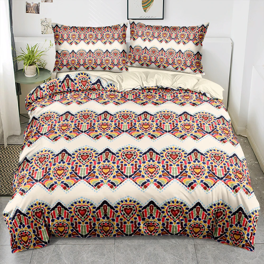 

Geometry Duvet Cover Sets Cream Classic Bed Linen Pillowcases Simple Bedclothes Soft Bedding Set Queen Full King Size For Home