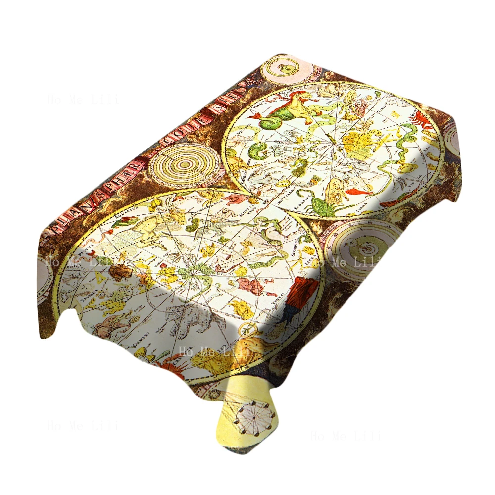 

Ancient Times Star Tracks In The Sky Retro Astronomy Art Original Vintage Airline Map Posters Waterproof Tablecloth Washable