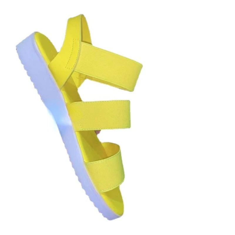 2022 Summer New Women's Casual Flat Fish Mouth Sandals Large Size Thick Bottom Non-slip A Word With Feet Elastic Strap Sandals