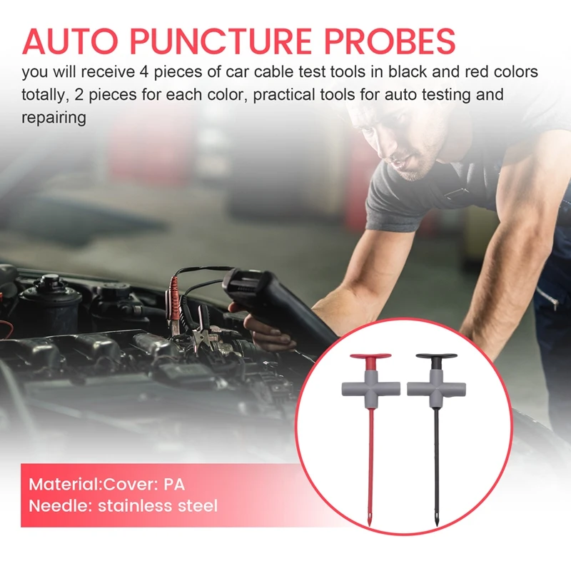 Автомобильный мультиметр P5010 щуп для прокола заднего хода с зажимами 4 шт.