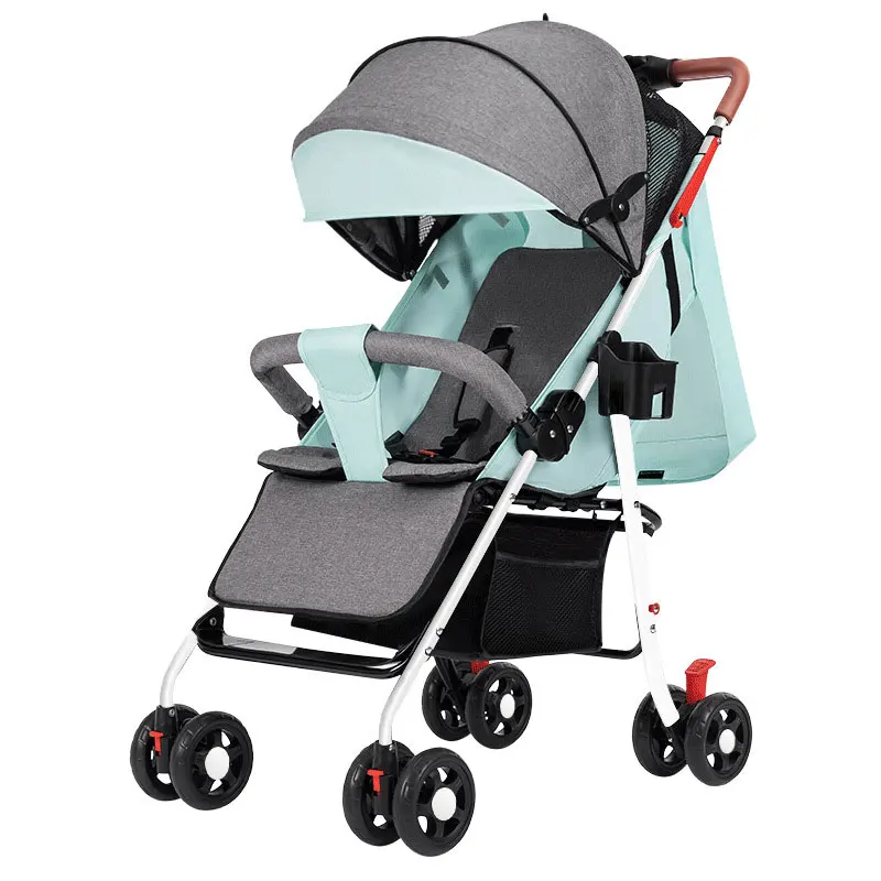 LUXMOM Baby Stroller Light Portable One-click Folding High Landscape Newborn Stroller With Storage Basket Cup Holder Cotton Mat