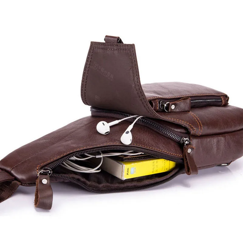 BULL CAPTAIN Men  Chest Day Back Pack Genuine Leather Crossbody Bags famous brand trend Casual Sling Shoulder Messenger Bag