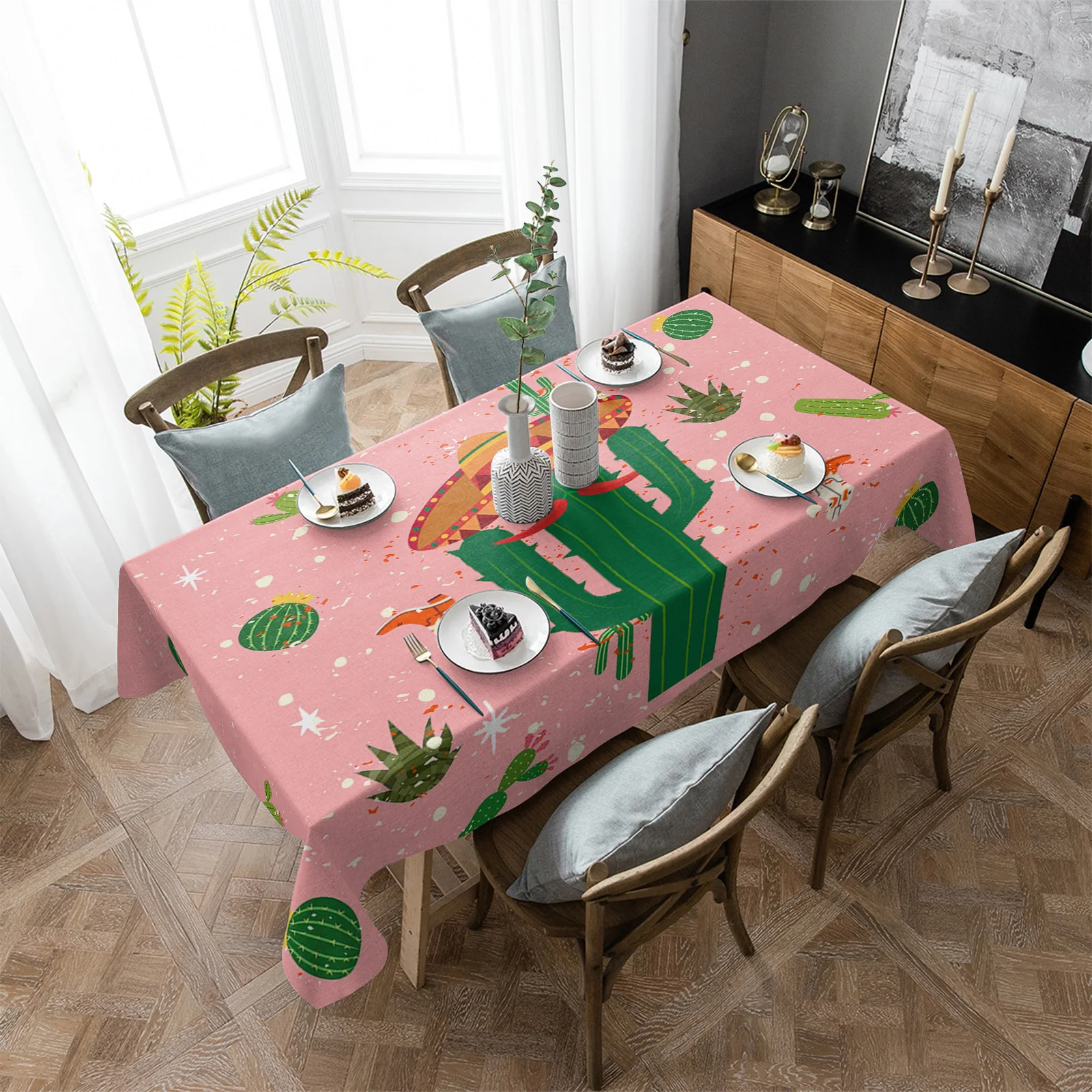 

Кепка с кактусами и звездами, водонепроницаемая скатерть для гостиной, обеденного стола, кофейного столика, ткань для пикника на открытом воздухе