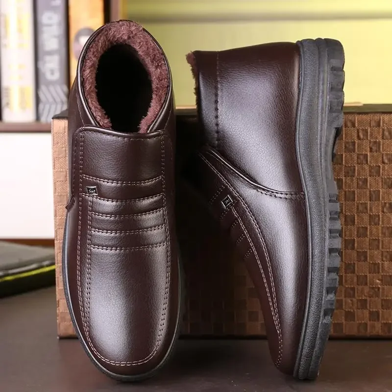 Теплые морозостойкие зимние ботинки без шнуровки для мужчин новая обувь