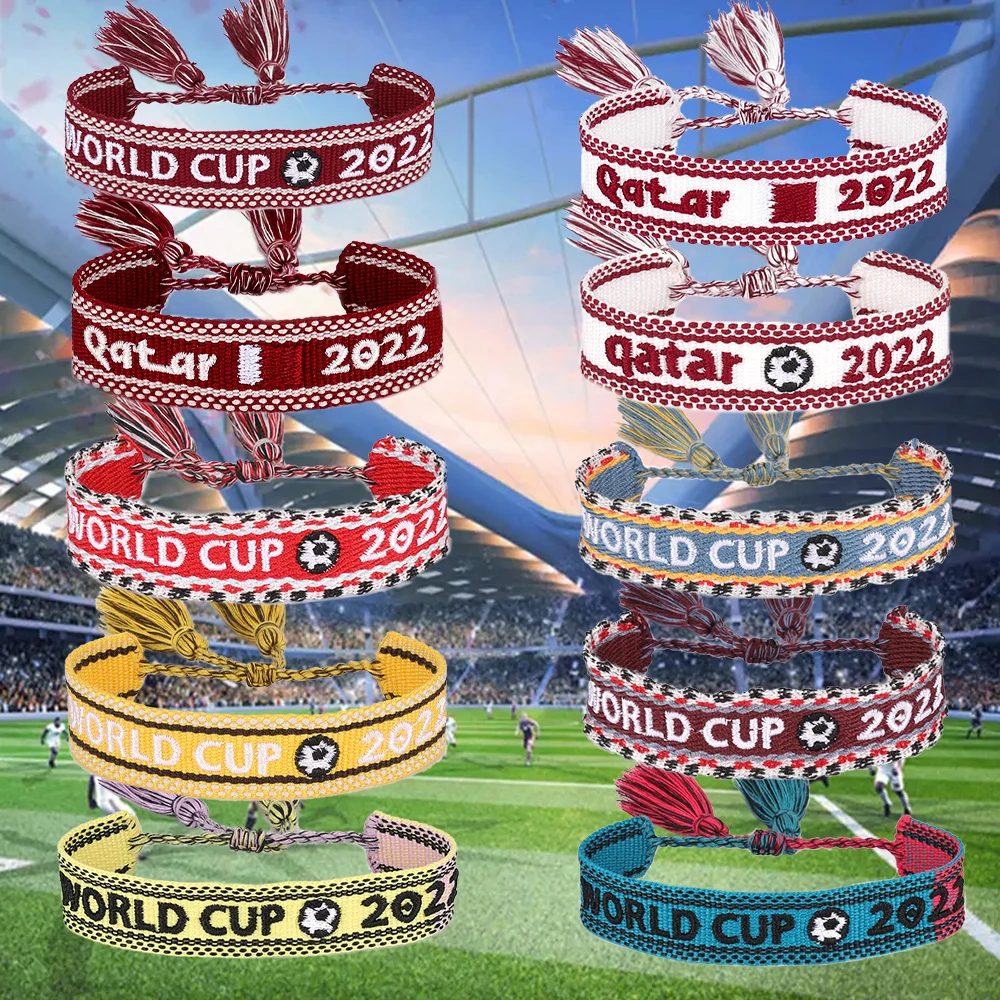 

Плетеные браслеты дружбы для 2022 чемпионата мира по футболу, подарки для фанатов футбола и чирлидеров