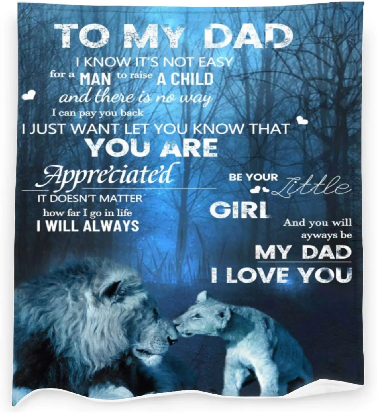 

to My Dad Flannel Blanket,Lion Animal Blankets I Love You Personalized Ultra-Soft Weighted Warm Bed Throw Blanket for All Season