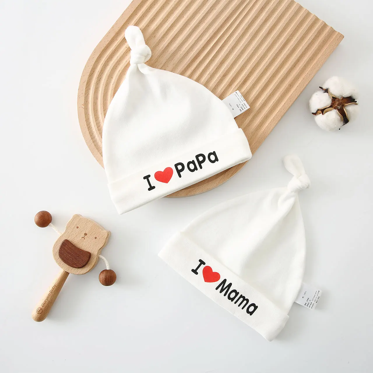 2 шт./Лот Детские шапки 100% хлопок мягкая шапка для новорожденных I Love Papa And Mama 0-6