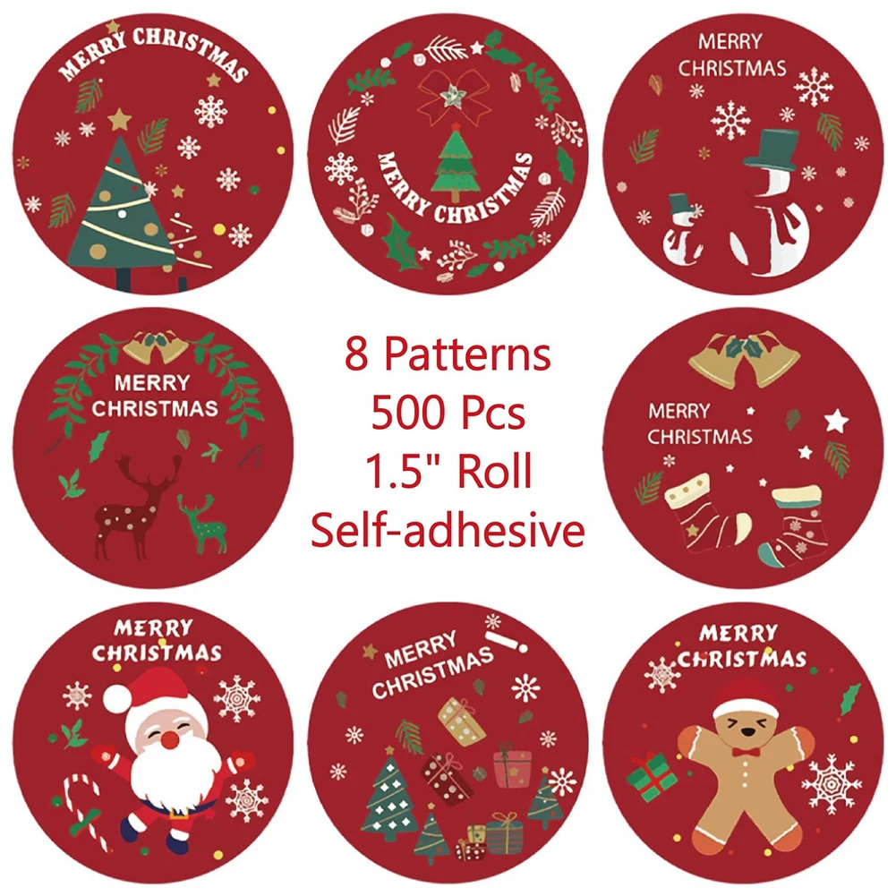 

500pcs Sticker Christmas Stickers Merry Holidays Sticker Roll Christmas Gift Decoration Merry Christmas Candy Bags