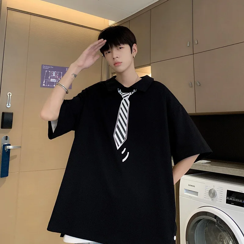 

ZCSMLL Five point short sleeve t-shirt men's 2022 summer korean trend loose couple half sleeve casual T-shirt loose men clothes