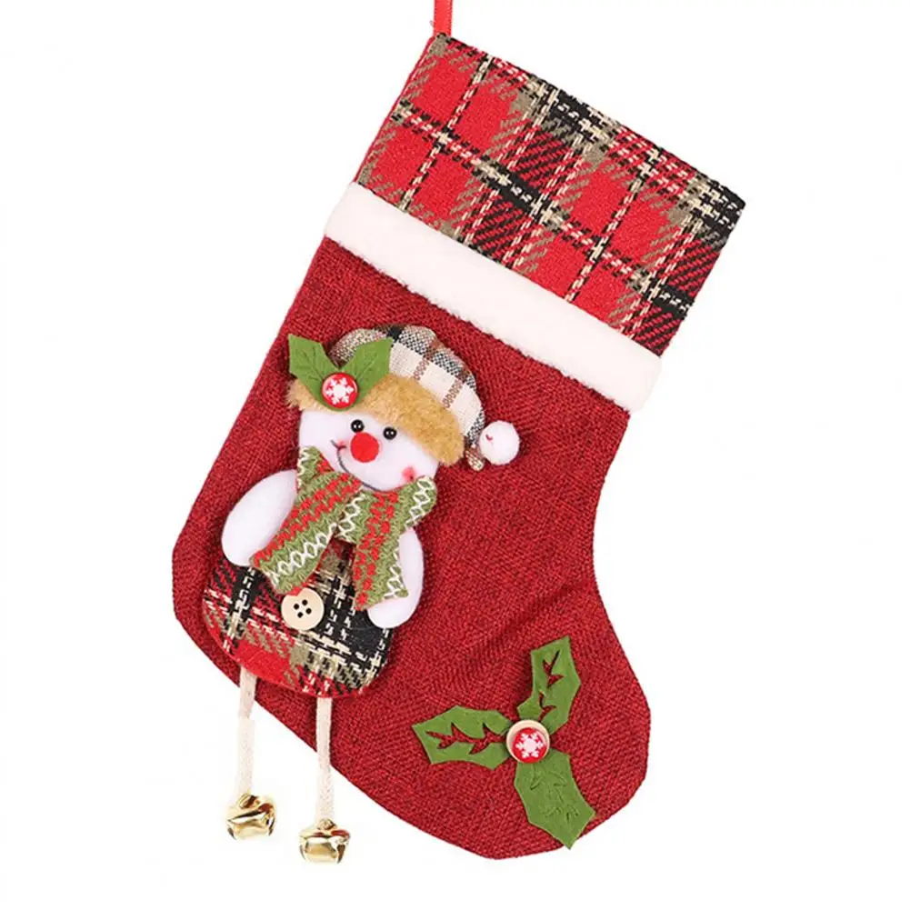 

Capacity Christmas Stocking Festive Christmas Sock Pendant Santa Claus Snowman Elk Pattern Holiday Decorations for Home Unique