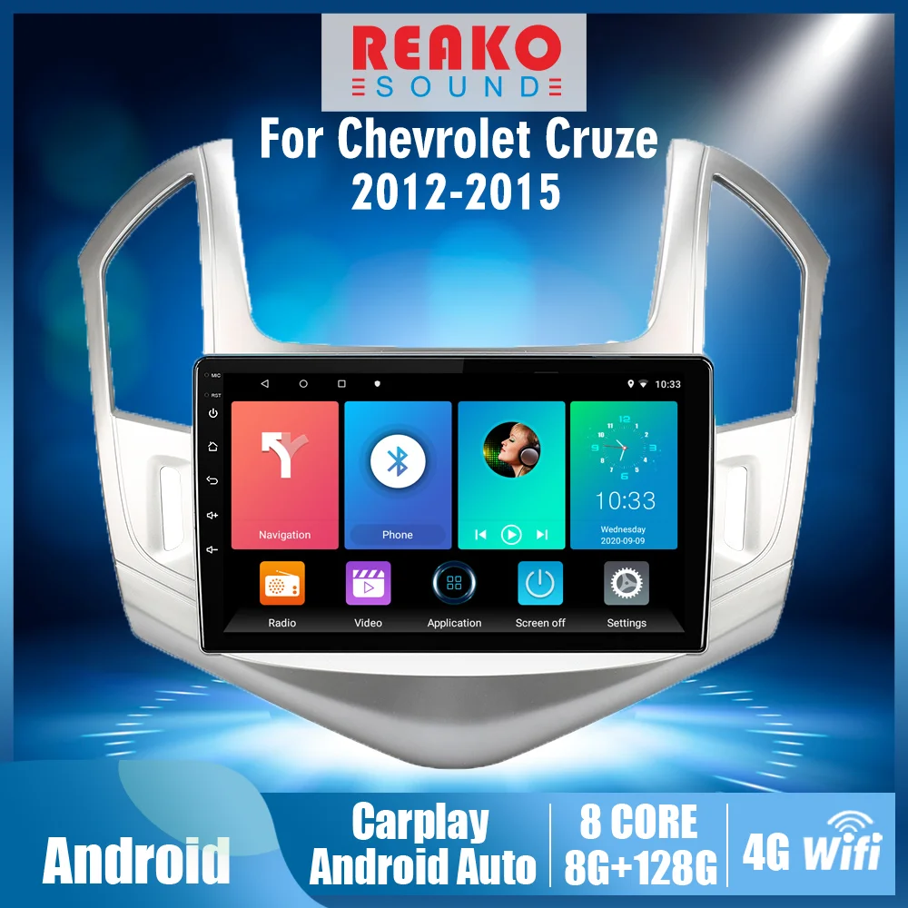 

2 Din Car Radio For Chevrolet Cruze 2012-2015 4G Carplay Android 9 Inch Touch Screen GPS Navigation Multimedia Player With Frame