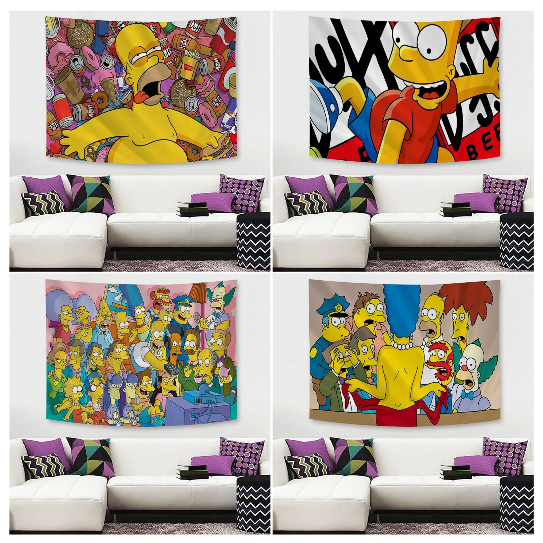 

Настенные подвесные гобелены Disney, Лиза, Симпсоны, хиппи, украшение для дома, декор в стиле хиппи, предсказания, настенные Висячие листы