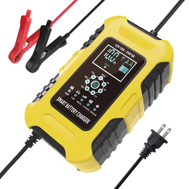 

FOXSUR 12 В 10 А автомобильное зарядное устройство 24 В 5 А смарт AGM GEL Lifepo4 MF EFB Ca свинцово-кислотный импульсный ремонт