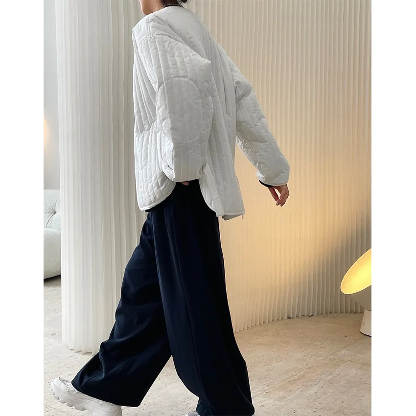 2022 Woman Winter Coat And Jackets New Korea Style Simple Lazy Warm V-Neck Profile Loose Comfortable Short Thick Parka