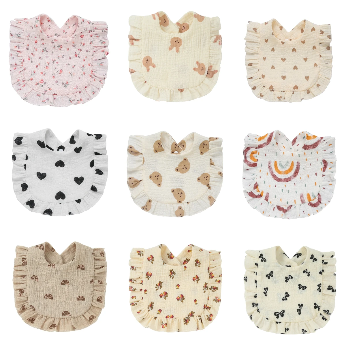 

Korean Style Baby Feeding Drool Bib Ruffle Floral Infants Saliva Towel Cotton Gauze Burp Cloth For Newborn Toddler Kids Bibs New