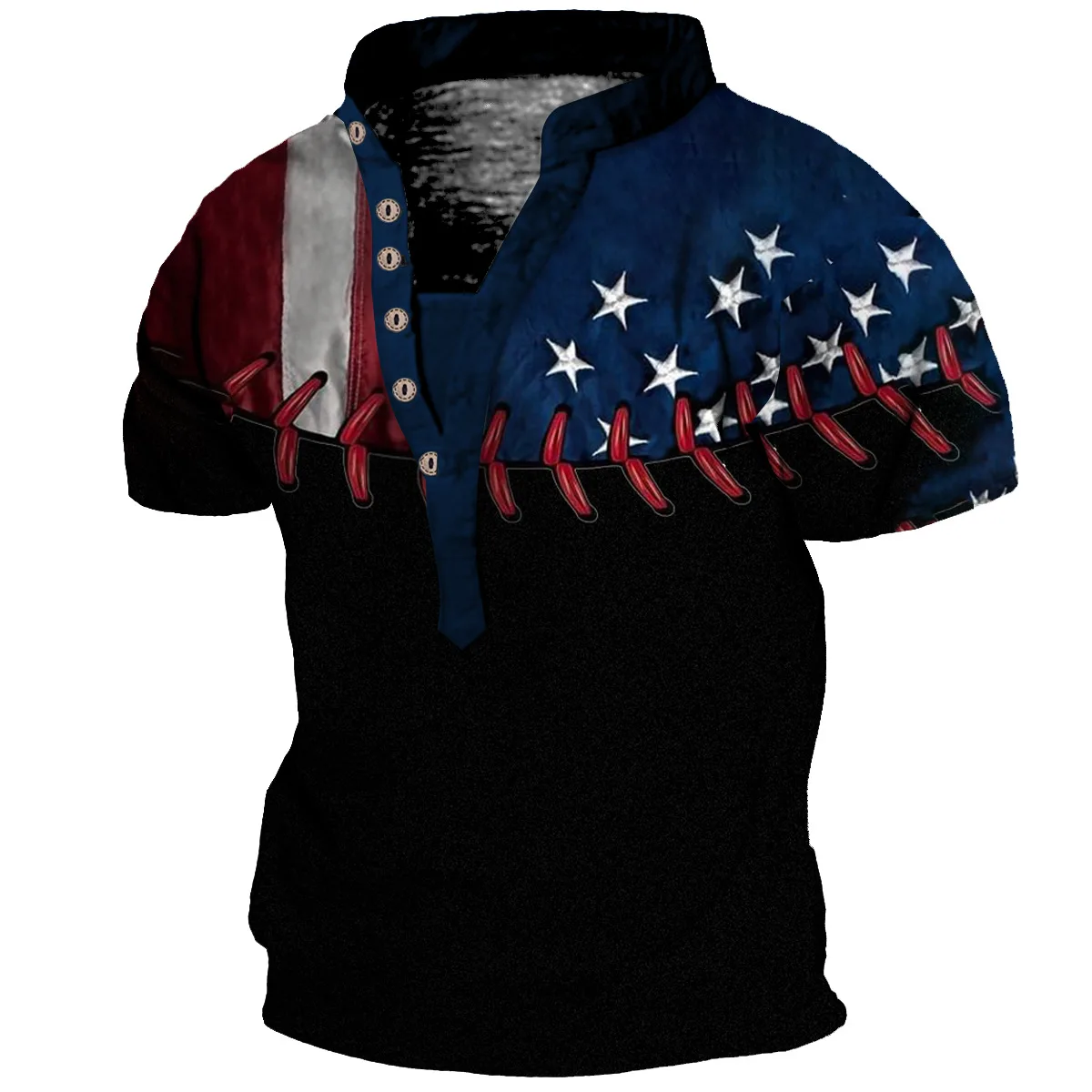 Fashion America Independence Day 3D Print Men's T-shirts Summer V-neck USA Flag Short Sleeve Clothing Streetwear Tops