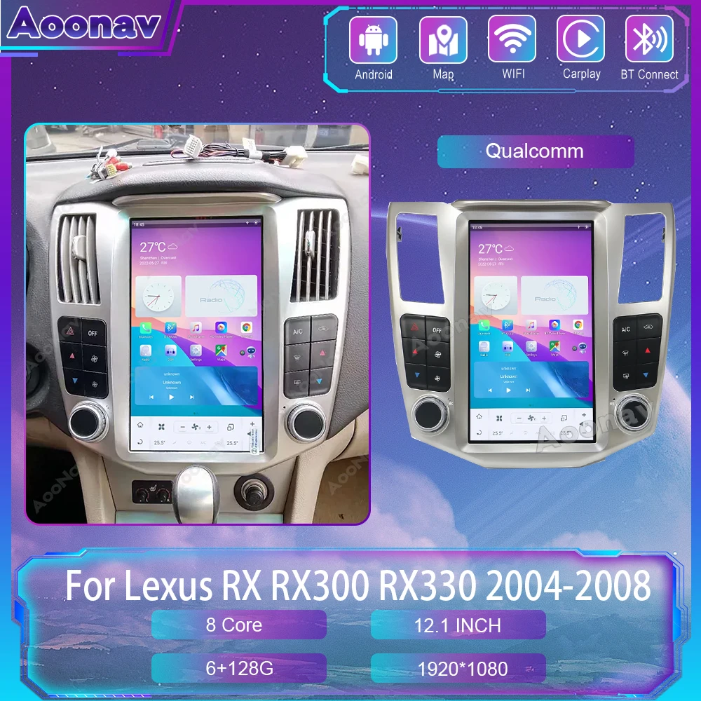 

Android 11 Car Radio For Lexus RX RX300 RX330 RX350 RX400H 2004-2008 Multimedia Video Player Qualcomm GPS Navigation Head Unit