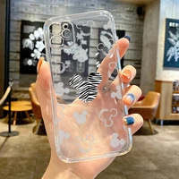 mickey minnie mouse cartoon transparent phone case for iphone 11 12 13 pro max 6 6s 7 8 plus x xs xr mini se 2020 cover funda