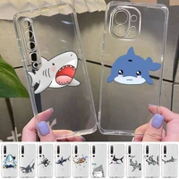 cute shark pattern phone case for redmi note 5 7 8 9 10 a k20 pro max lite for xiaomi 10pro 10t