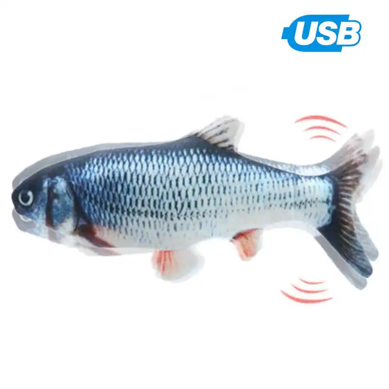 

Electric Fish Toy Plush Simulation Fish Toy Interactive Pets Chew Bite Supplies Cat Toy USB Chargeable