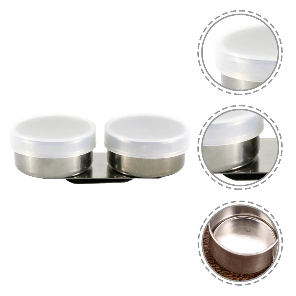 

2pcs Painting Brush Washing Pots Stainless Steel Color Mixing Cups with Cover