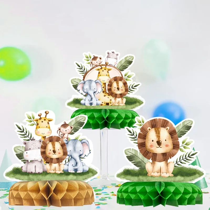 Джунгли с животными соты настольное украшение джунгли день рождения вечеринка